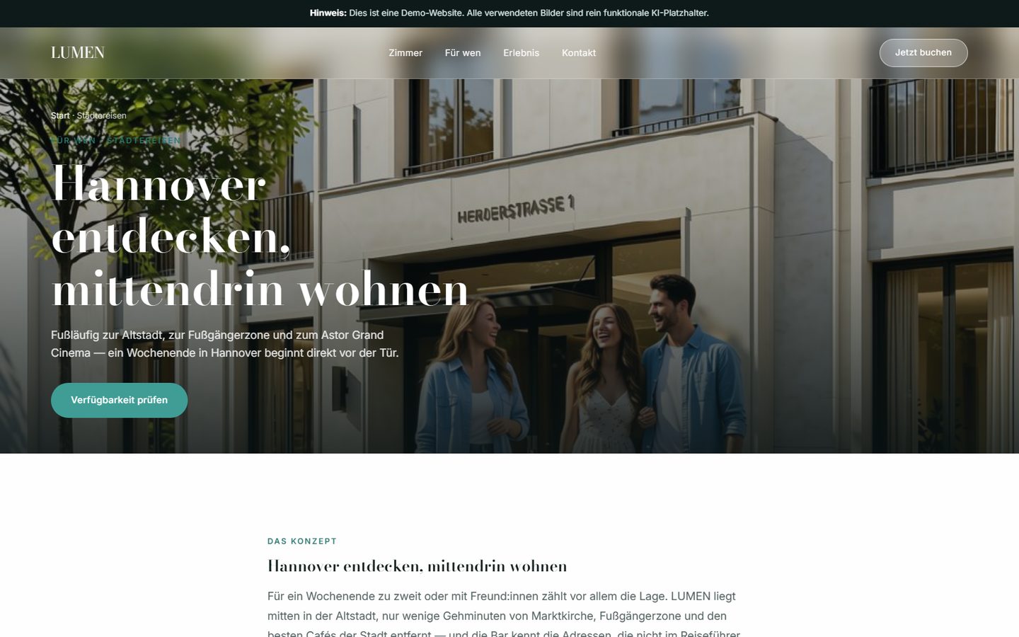 Beispiel SEO-Unterseite: Städtereisen